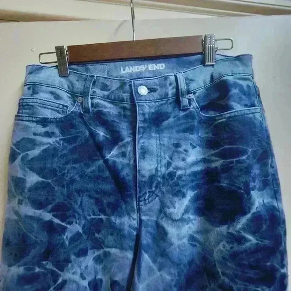 32. Land's end acid wash straight leg jeans size 10 light blue dark blue - Picture 4 of 7